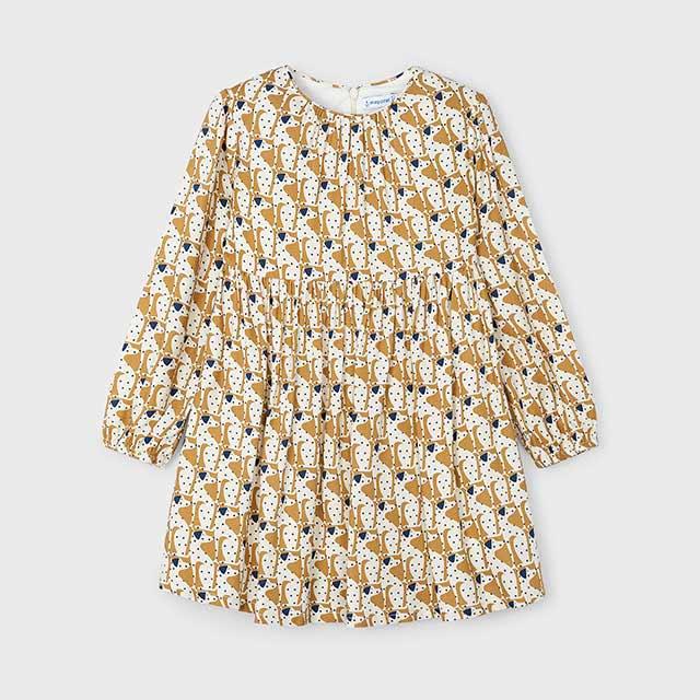 Mayoral Kleid Viella mit Hunden 4920 044 Caramel