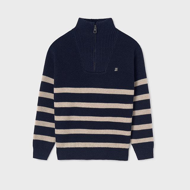 Mayoral Pullover gestreift mit Reissverschluss langarm marinblau 7391 093