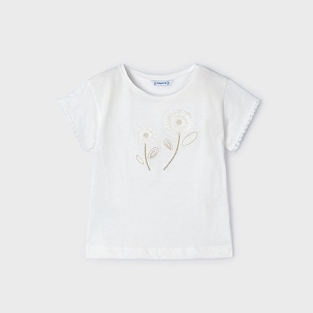 Mayoral T-Shirt bestickt mit Blumenmuster 3083 059 Roh