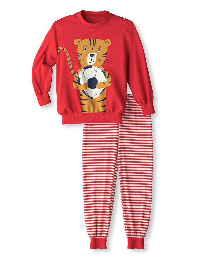 Calida Bündchen Pyjama Boys Fussball 57772 cherry red 145