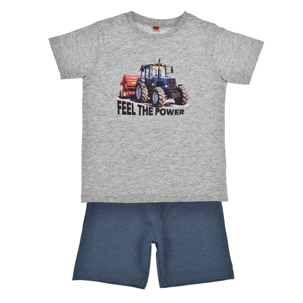 Bondi Boy Pyjama Shorty feel the power 33216 grey-melange