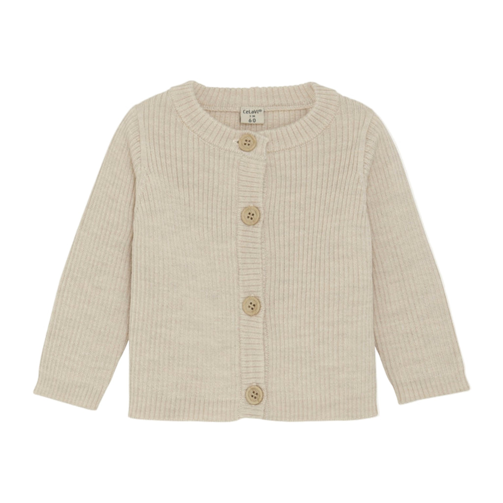 CelaVi Cardigan Baby Merinowolle Strickjäckchen Oeko-Tex zertifiziert 330576 dune melange 2105