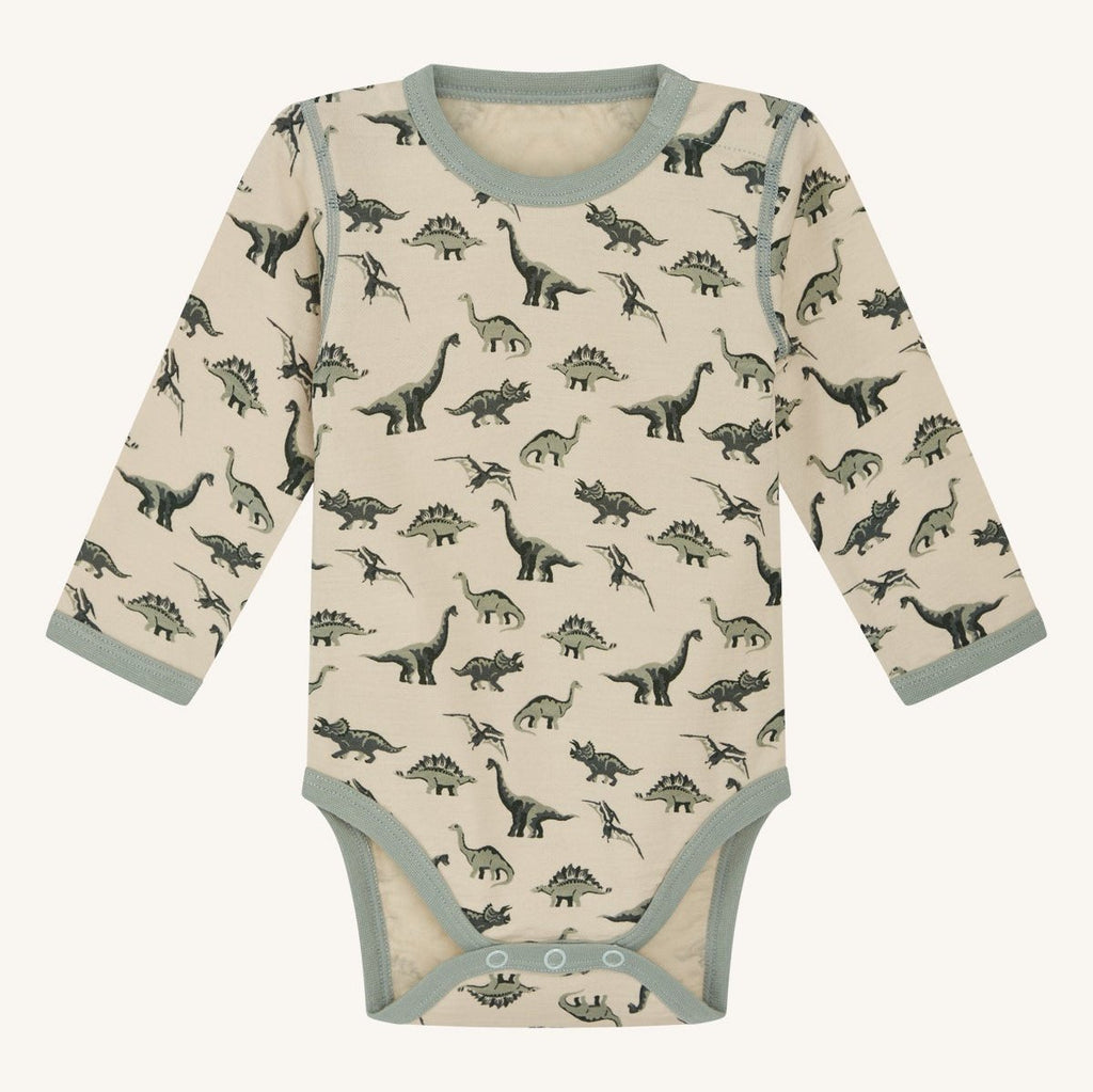 Hust & Claire Body mit Dinosaurier aus Merinowolle und Bambus HCBaloo 38255 3416 jade green