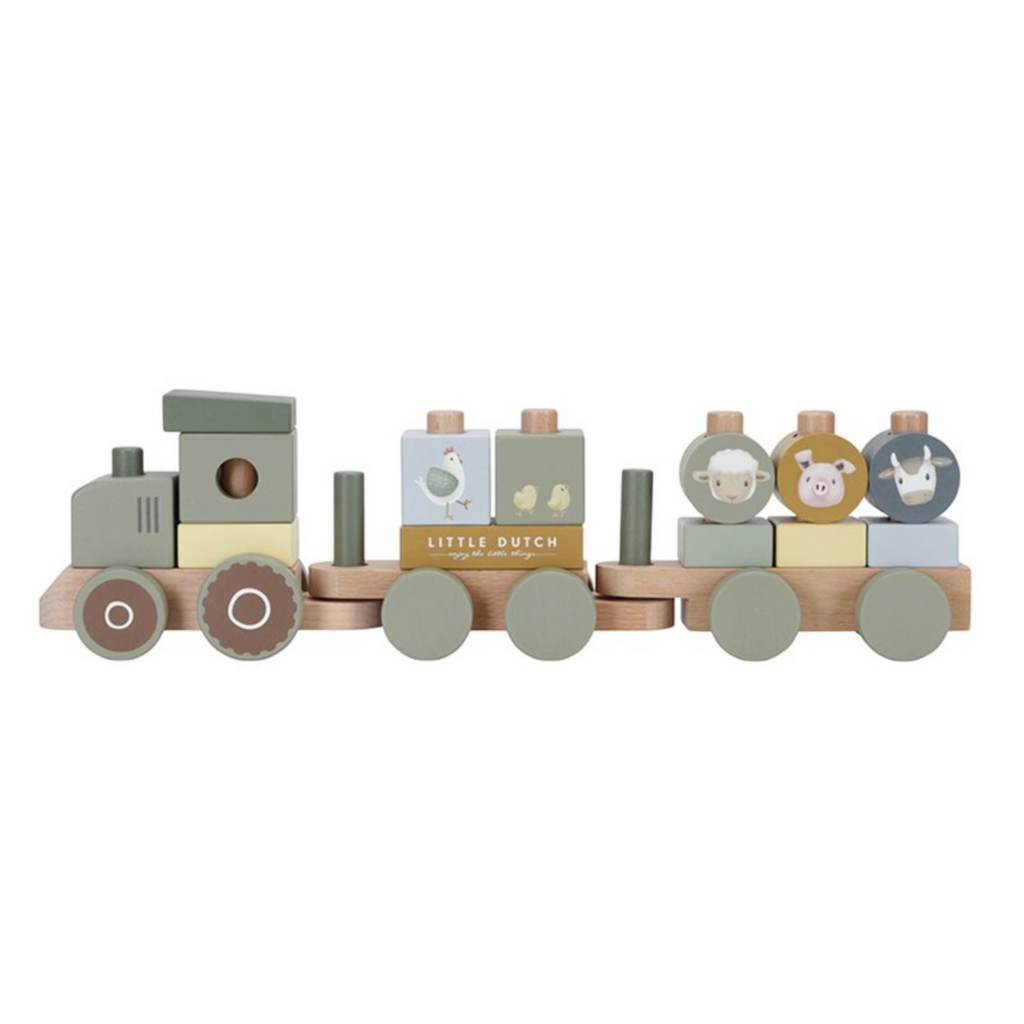 Little Dutch Eisenbahn mit Steck-Formen Traktor Little Farm LD7154
