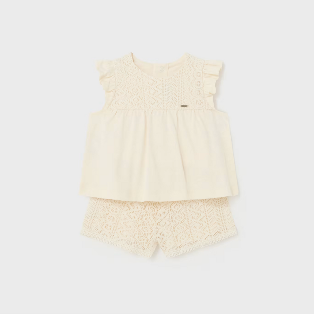 Mayoral Set 2-teilig gehäkelt Better Cotton Baby 1235 080 Kichererbse