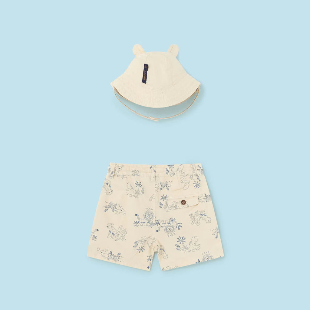 Mayoral Babyboy Set Bermuda mit Mütze wendbar 1249 027 creme