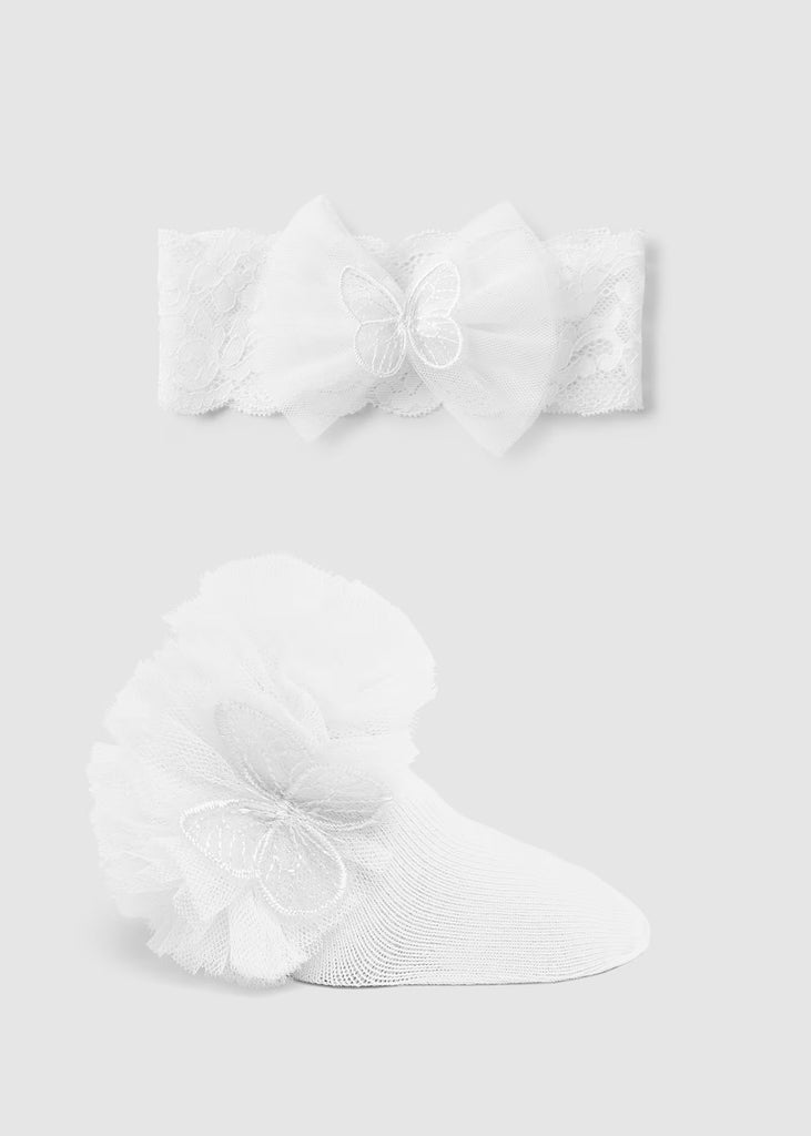 Mayoral Set Socken und Haarband mit Schleife 9710 095 Roh