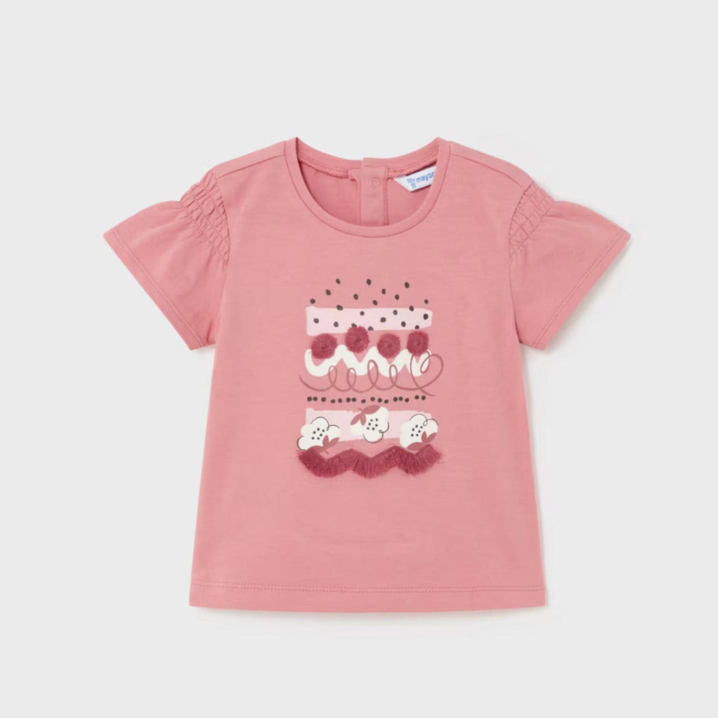Mayoral Babygirl T-Shirt kurzarm fuchsia mit Applikationen 1011 016