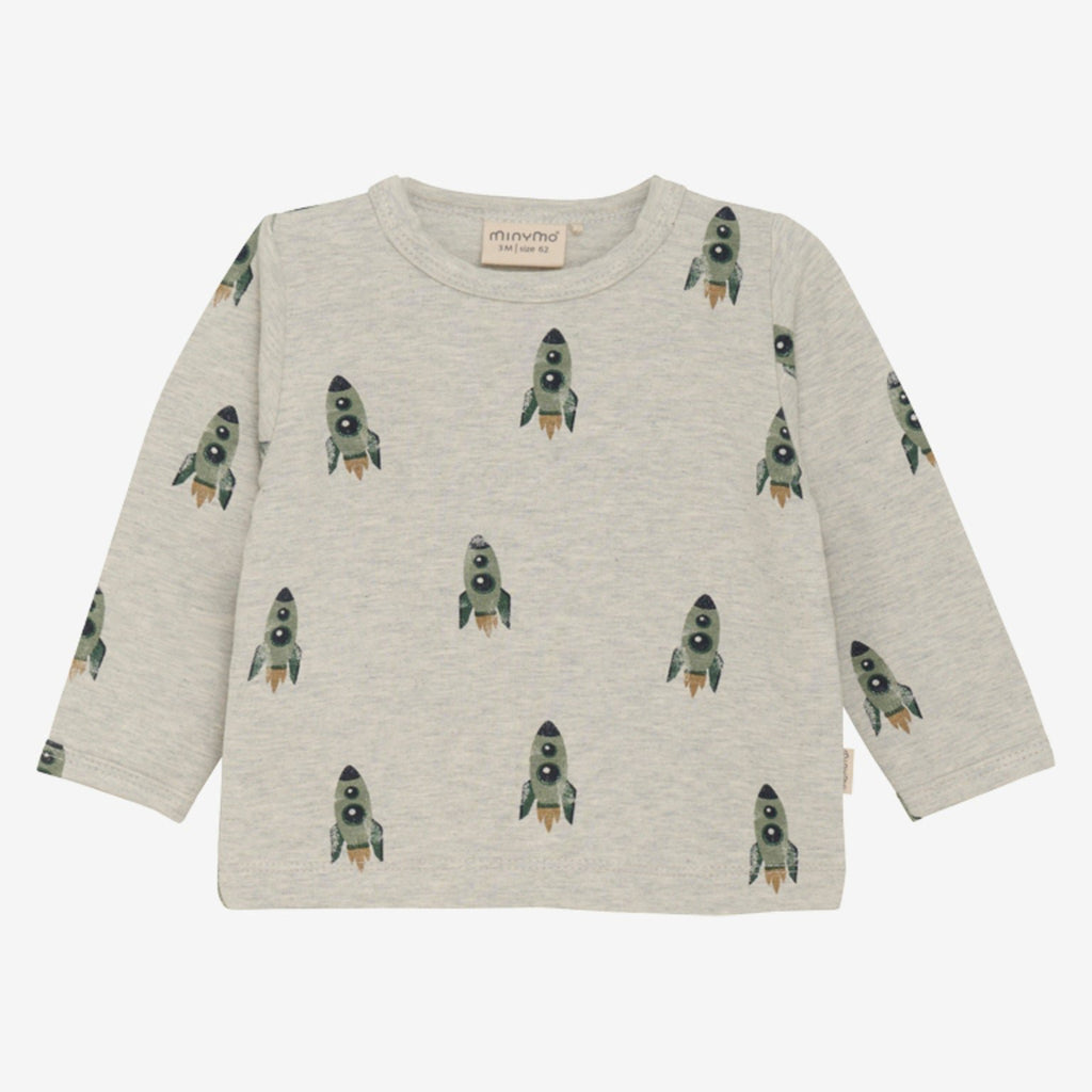Minymo Langarm Sweatshirt Baby Rakete 113714 grey melange 1230