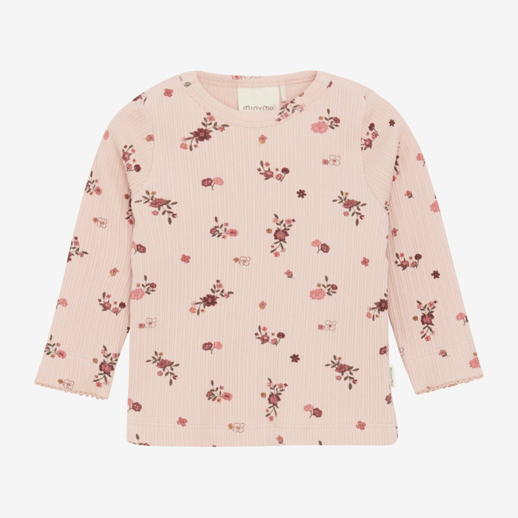 Minymo Babyshirt GOTS mit Blumenmuster 113591 5073 sepia rose