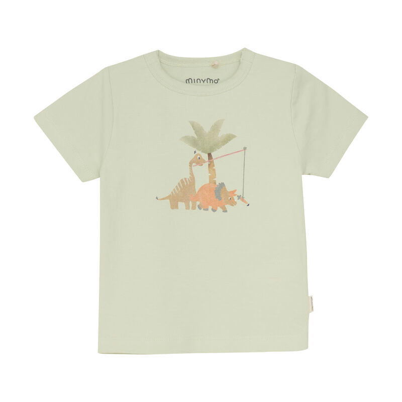 Minymo Baby T-Shirt kurzarm Palme und Dino 113910 tender greens 9202