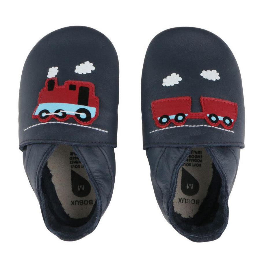 BOBUX - Lederfinken Krabbelschuhe Train Navy