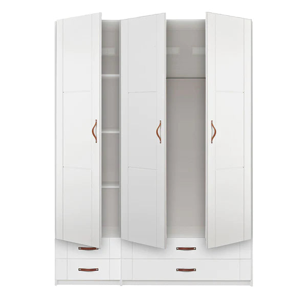 Lifetime - Kleiderschrank mit 3 Türen und 4 Schubladen 150cm