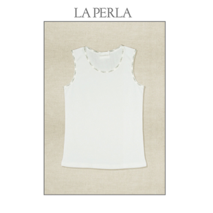 LA PERLA - Unterhemd Graziella weiss & grau melilert 51305