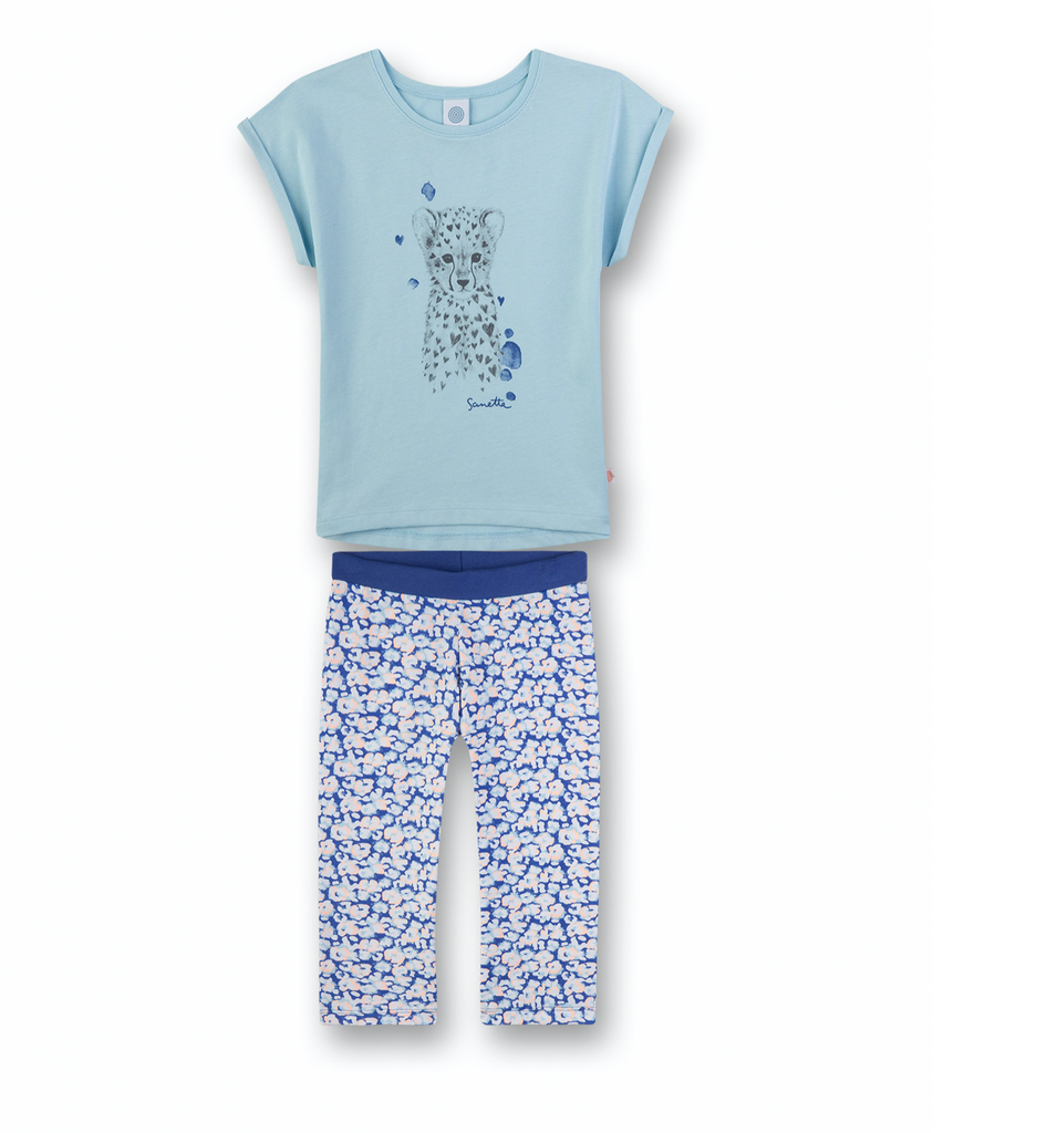 SANETTA - Mädchen Kurz Pyjama Leo Love hellblau