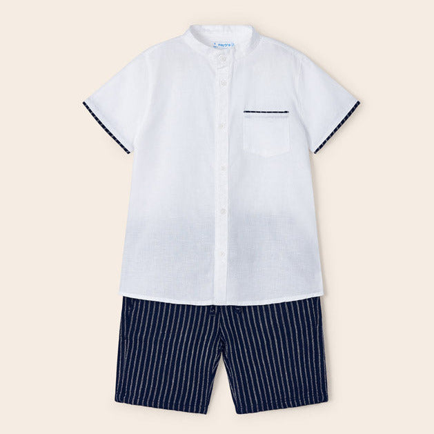Mayoral 2-teiliges Bermuda Set aus Leinen boy blau 3240