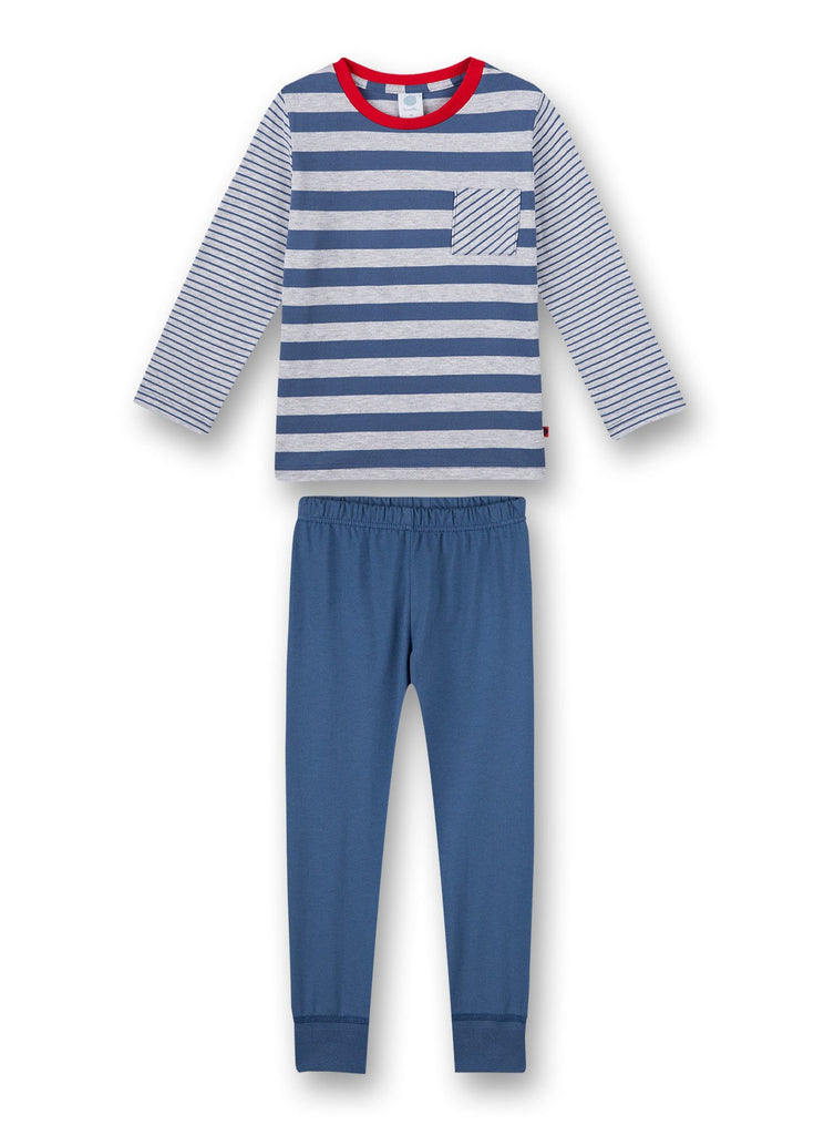 SANETTA - Jungen-Schlafanzug lang Blau Ringel 232564