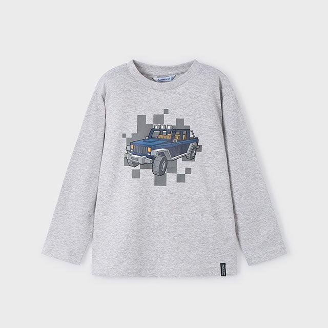 Mayoral Boy T-Shirt langarm mit Auto-Print 4052 078 ashgrau