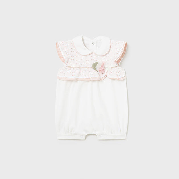 Mayoral pagliaccetto neonata con colletto per neonati 1704 082 bianco
