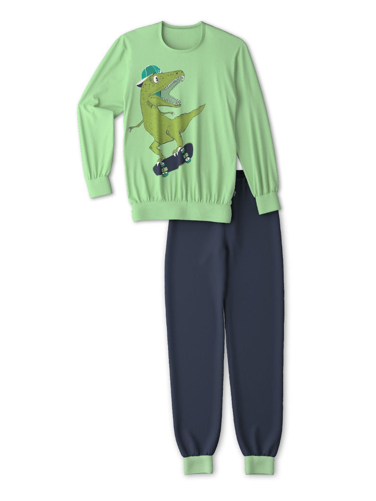 Calida Pyjama Boy langarm Dino Skating 53479 663 neptune green