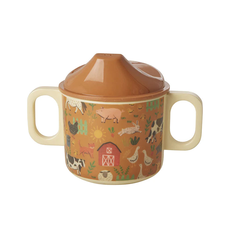 RICE - Melamine children's cup with drinking attachment farm