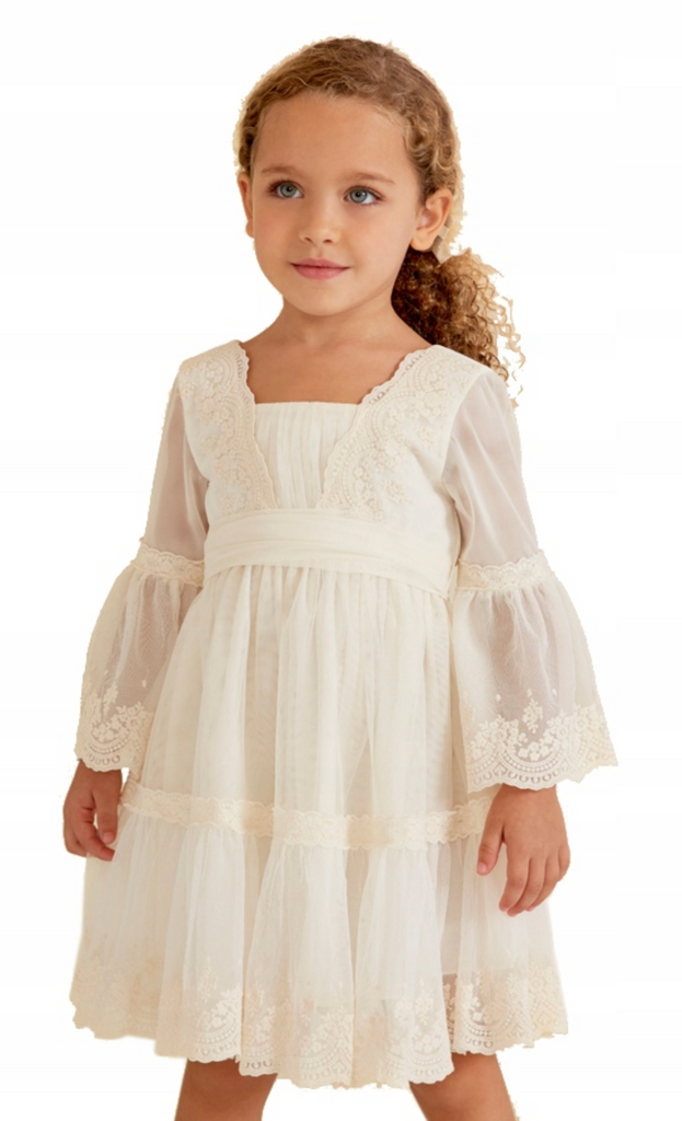 ABEL & LULA - dress made of embroidered tulle beige