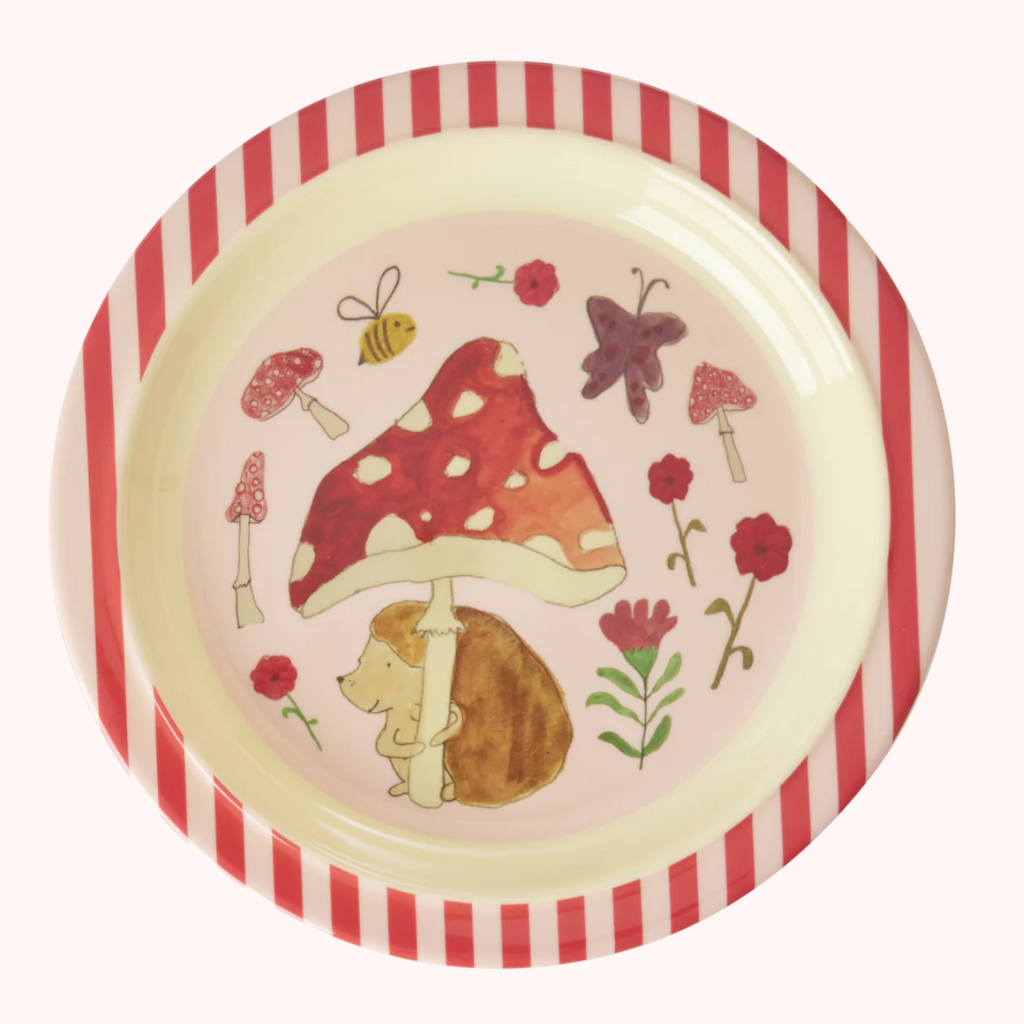 Rice Melamin Teller Kinder happy forest pink
