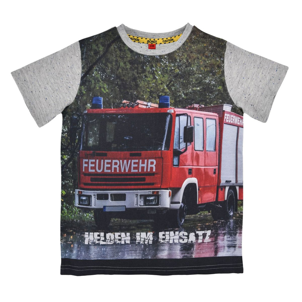 Bondi T-Shirt Fire Department Boy 33210 196 gray-melange