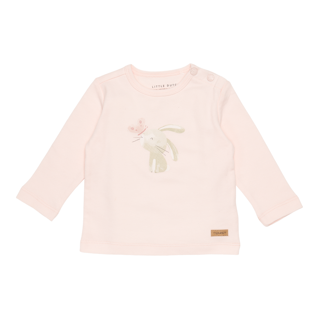 LITTLE DUTCH - T-shirt a maniche lunghe con coniglio e farfalle