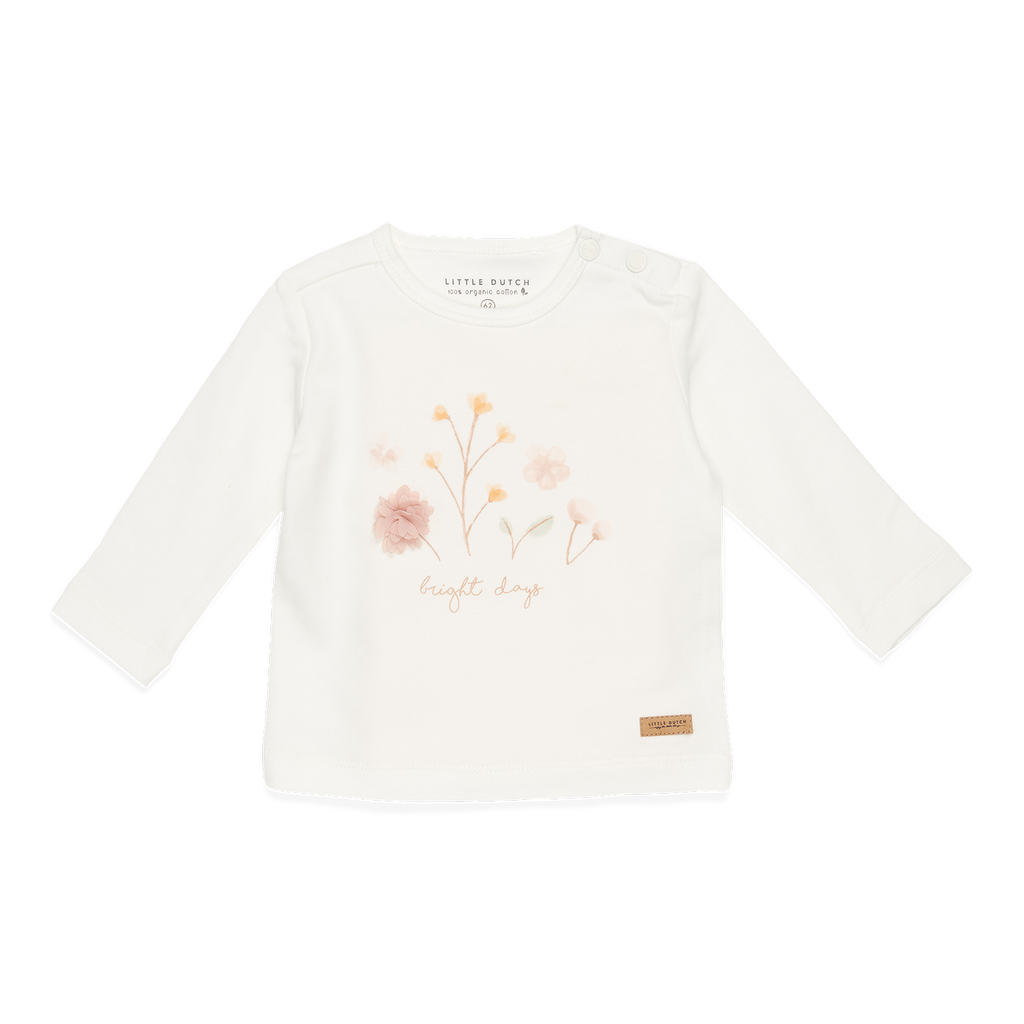 LITTLE DUTCH - T-shirt a maniche lunghe con fantasia floreale bianca