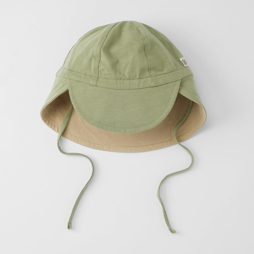 Cloby reversible sun hat with UV protection UPF50+ olive green sandy beach