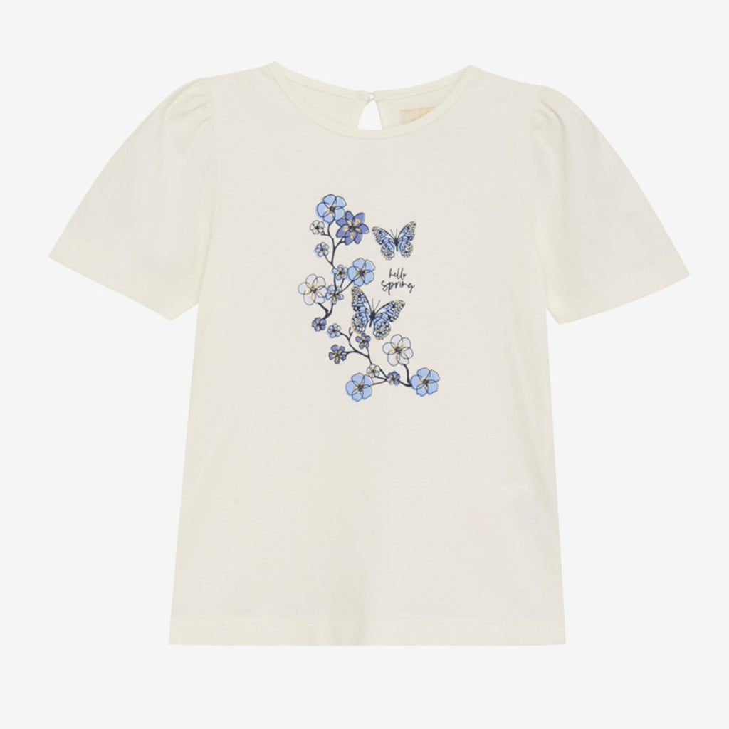 Kremalı Kız Çocuk Kısa Kol T-Shirt 840623 7749 Xenon Mavi