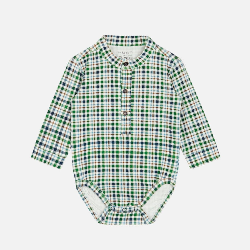 Hust & Claire Baby Body im Hemdlook mit Chinokragen 37960 Karo