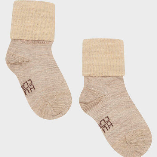 Hust & Claire čarape Flosi merino vuna bambus 52290 3554 biskvit melanž