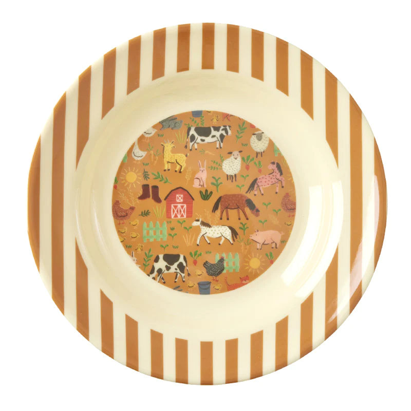 RICE - Assiette pour enfant en mélamine Deep Farm