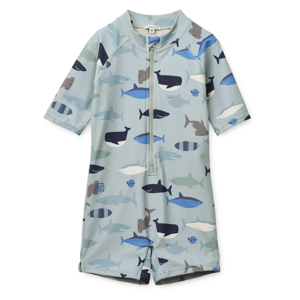 LIEWOOD - Schwimmanzug Max mit UV-Schutz Shark Dove Blue UV40+