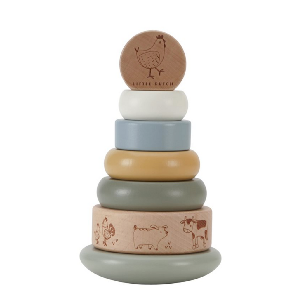 Little Dutch Holz-Stapelturm mit Ringen Little Farm LD7142