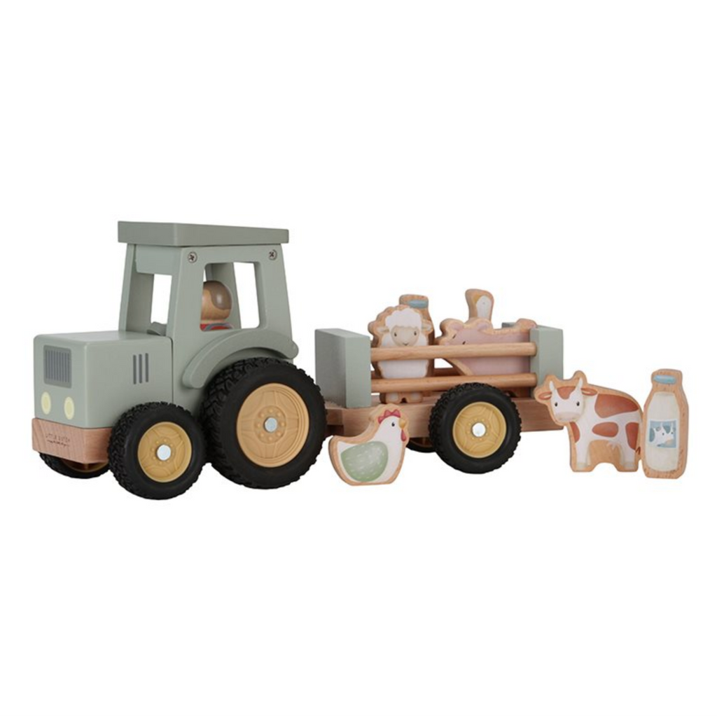 Little Dutch Traktor mit Anhänger Little Farm LD7149 FSC-Holz