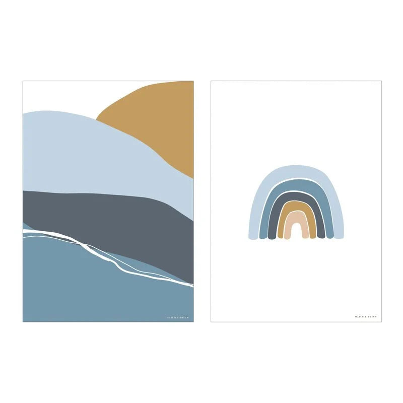 LITTLE DUTCH -  Poster A3 Horizon Blau - Doppelseitiger Druck zum Wenden PW10910940