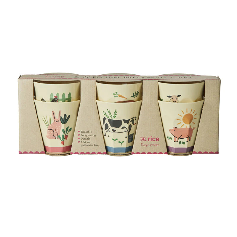 RICE - Set de 6 mugs en mélamine Farm Medium