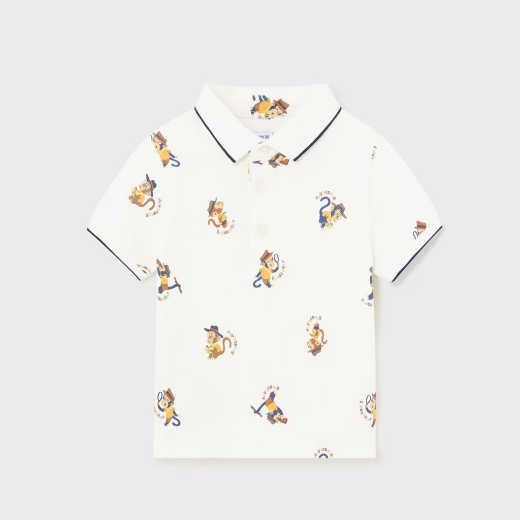 MAYORAL - Babyboy Print Polo Shirt made from Better Cotton 1107 077 Cream