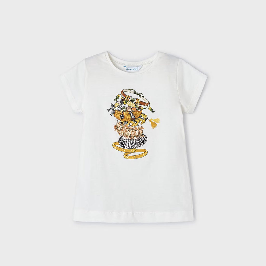 Mayoral T-Shirt kurzarm Girl mit Motivdruck 3090 053 Knochen