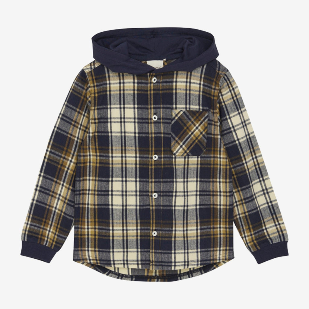 Minymo Langarmshirt mit Kapuze kariert 133589 Parisian Night 7021