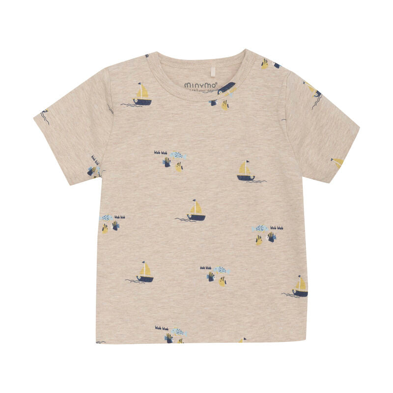 Minymo Baby Boy T-Shirt Segelboot 113507 2026 Light Beige Melange