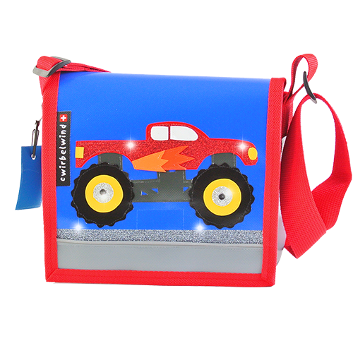 Cwirblewind Monstertruck rot Glitzer Kindergarten Tasche