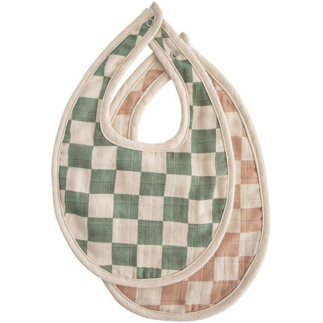 Mushie Lätzchen Bib Olive Check Natural check 101256