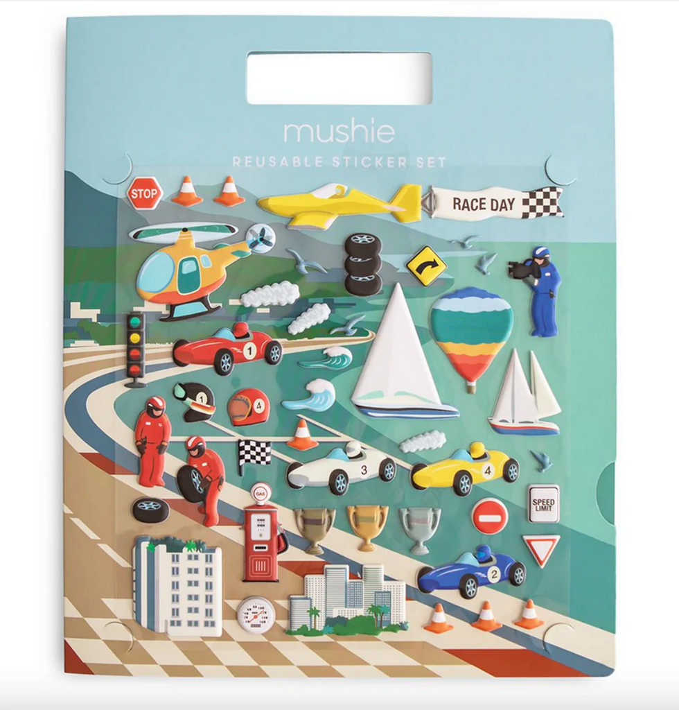 Mushie Sticker Set Rennauto wiederverwendbar 101568
