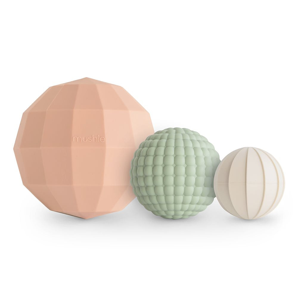 Mushie Sensorik Bälle 3er Set Blush