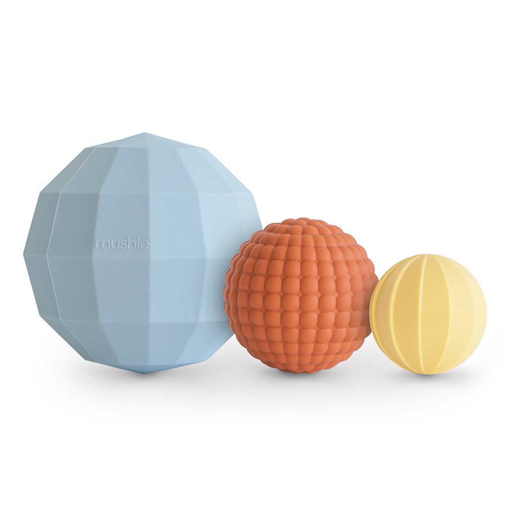 Mushie Sensorikbälle 3er Set Powder Blue 101906