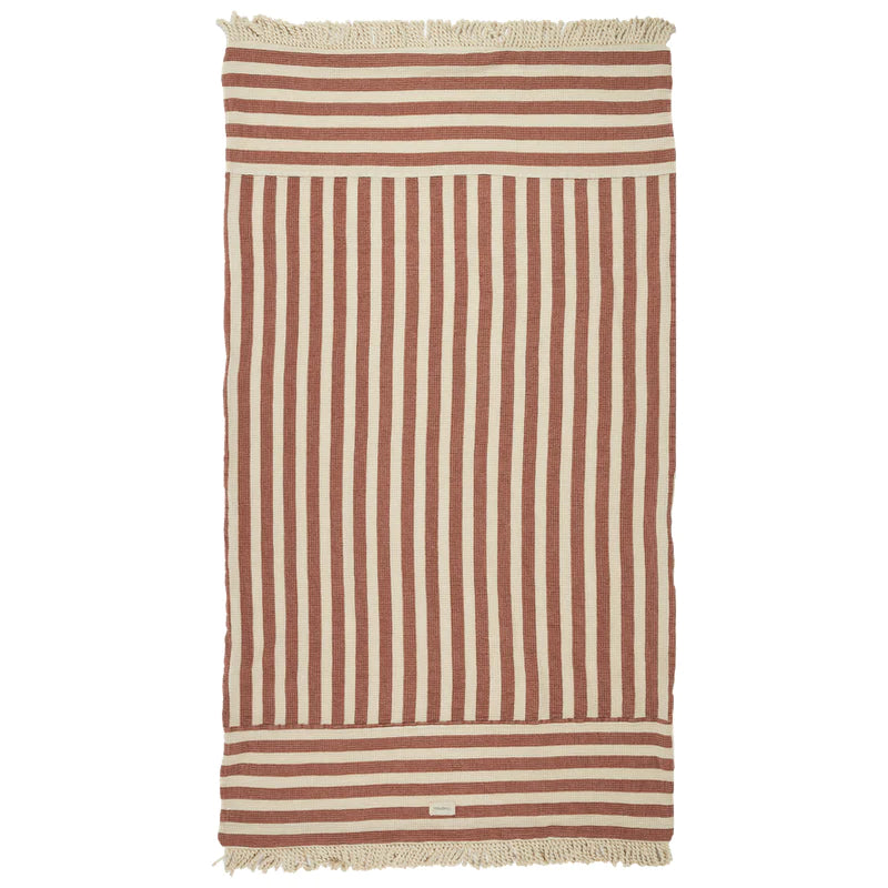 Nobodinoz - Ručnik za plažu Portofino 75 x 145 cm Rusty Red Stripes